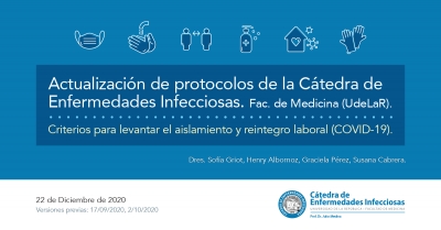 Actualización de protocolos de la Cátedra de Enfermedades Infecciosas, Facultad de Medicina (UdeLaR).