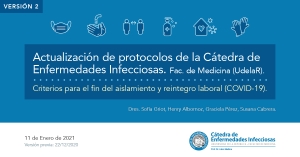 Versión 2 - Actualización de protocolos de la Cátedra de Enfermedades Infecciosas, Facultad de Medicina (UdelaR).