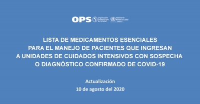 Lista de medicamentos esenciales para el manejo de pacientes que ingresan a unidades de cuidados intensivos con sospecha o diagnóstico confirmado de covid-19