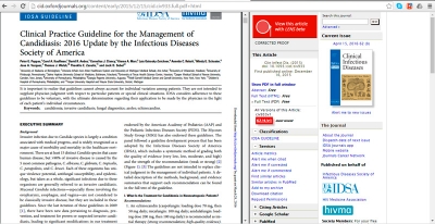 Artículo comentado: Clinical Practice Guideline for the Management of Candidiasis: 2016 Update by the Infectious Diseases Society of America. CID