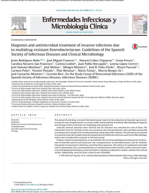 Diagnóstico y Tratamiento de infecciones invasivas por Enterobacteriaceae multirresistentes. Guía de la Sociedad Española de Enfermedades Infecciosas y Microbiología Clínica.