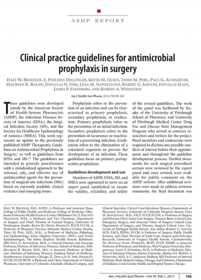 Clinical practice guidelines for antimicrobial prophylaxis in surgery